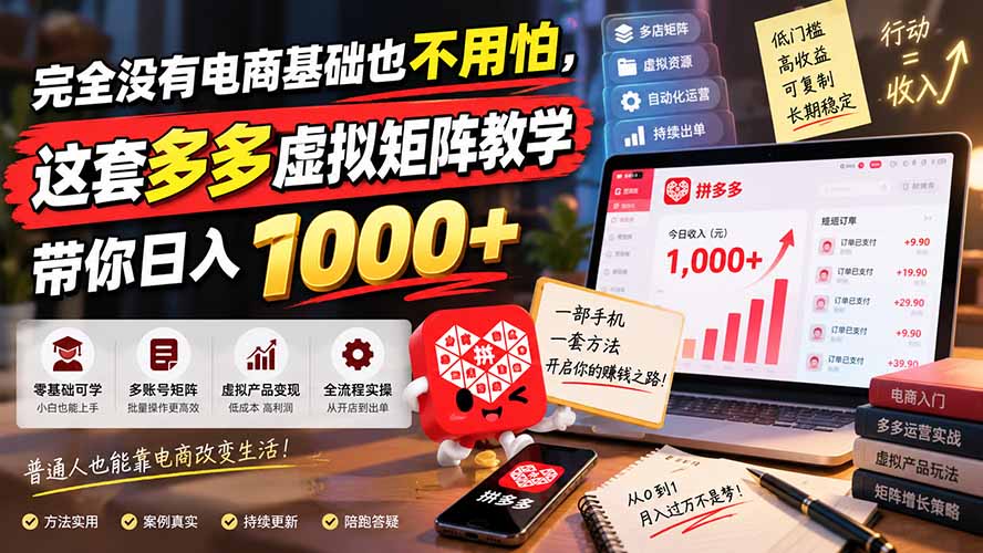 (20454期)完全没有电商基础也不用怕,这套多多虚拟矩阵教学带你日入 1000+-悟空知识星球