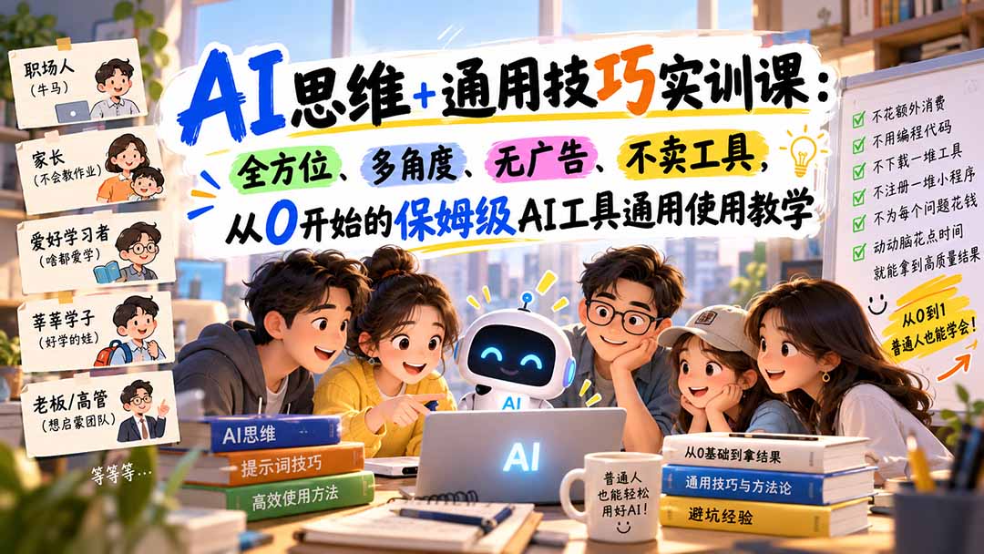 (20680期)AI思维+通用技巧实训课:全方位、多角度、无广告、不卖工具,从0开始的保姆级AI工具通用使用教学-悟空知识星球