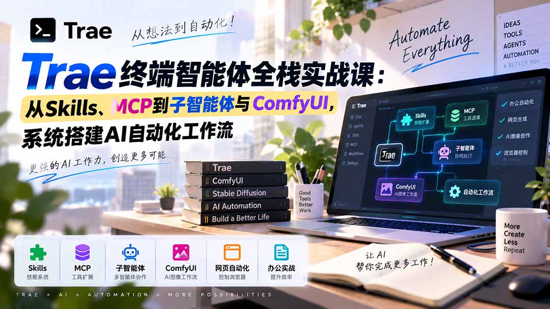 (20389期)Trae终端智能体全栈实战课:从Skills、MCP到子智能体与ComfyUI,系统搭建AI自动化工作流-悟空知识星球