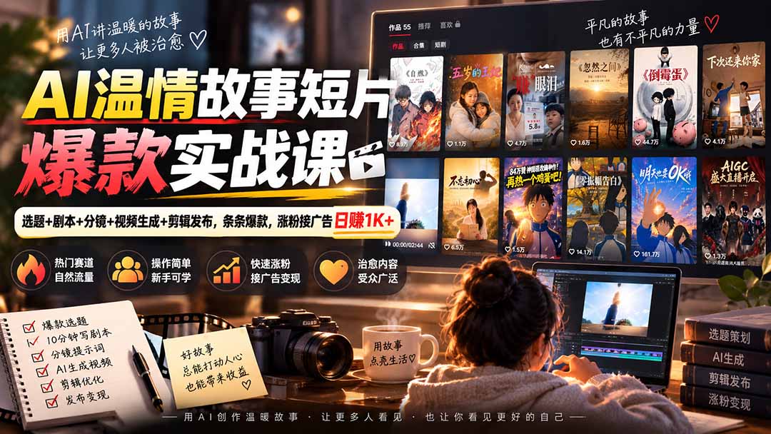 (20477期)AI温情故事短片爆款实战课-更新|选题+剧本+分镜+视频生成+剪辑发布,条条爆款,涨粉接广告日赚1K+-悟空知识星球