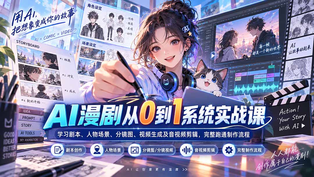 （20430期）AI漫剧从0到1系统实战课：学习剧本、人物场景、分镜图、视频生成及音视频剪辑，完整跑通制作流程-悟空知识星球