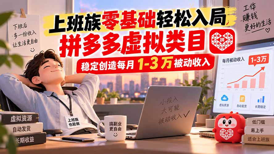 (20250期)上班族零基础轻松入局,拼多多虚拟类目,稳定创造每月 1-3 万被动收入-悟空知识星球