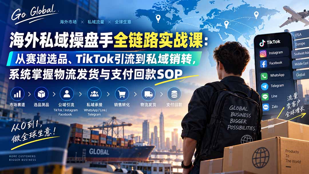 (20255期)海外私域操盘手全链路实战课:从赛道选品、TikTok引流到私域销转,系统掌握物流发货与支付回款SOP-悟空知识星球