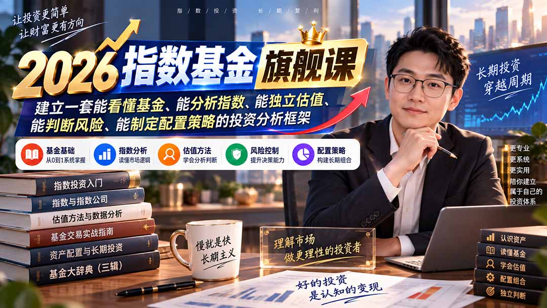 (20298期)2026指数基金旗舰课|建立一套能看懂基金、能分析指数、能独立估值、能判断风险、能制定配置策略的投资分析框架-悟空知识星球