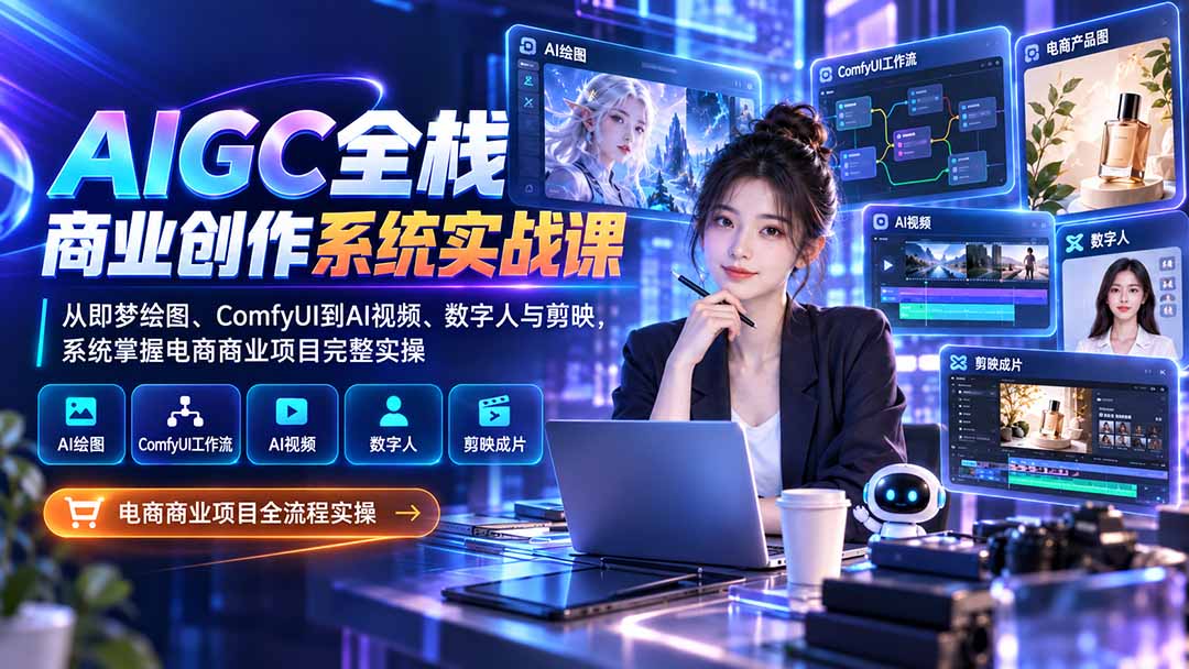 (20342期)AIGC全栈商业创作系统实战课:从即梦绘图、ComfyUI到AI视频、数字人与剪映,系统掌握电商商业项目完整实操-悟空知识星球