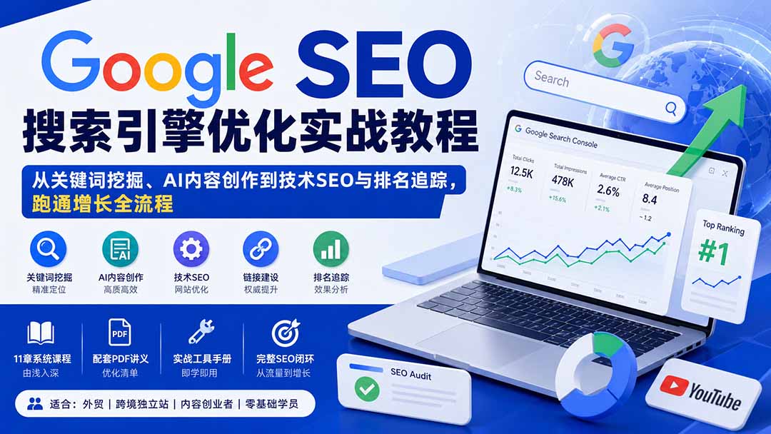 (20241期)Google SEO搜索引擎优化实战教程:从关键词挖掘、AI内容创作到技术SEO与排名追踪,跑通增长全流程-悟空知识星球