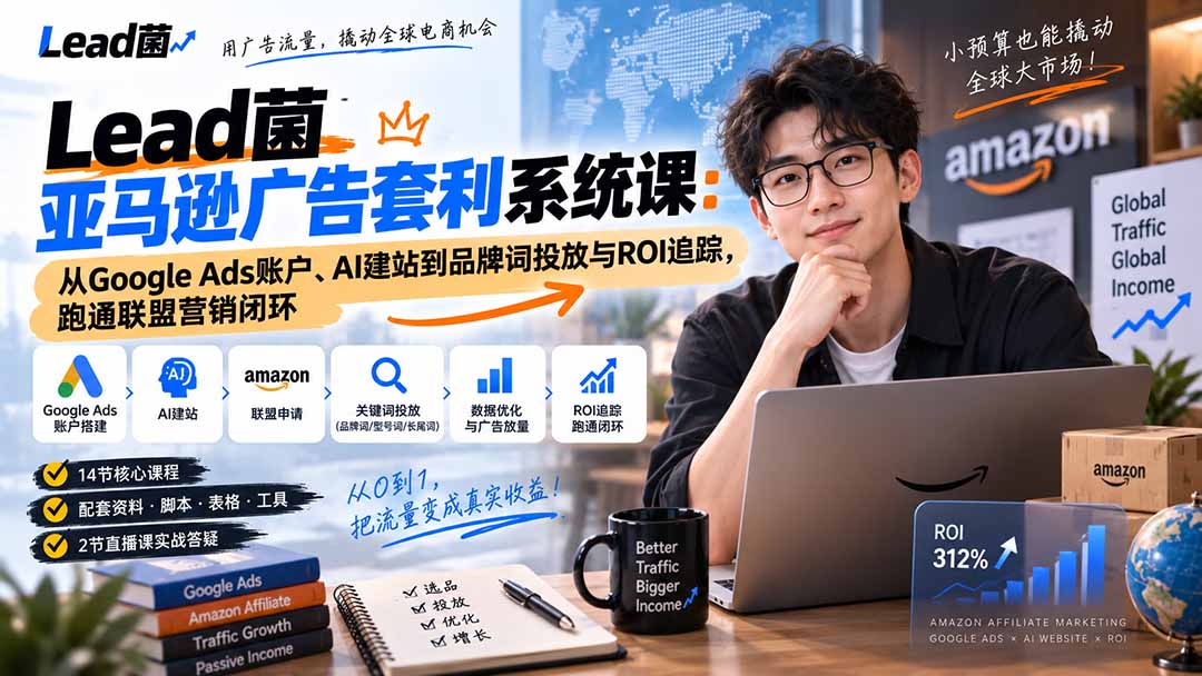 (20396期)Lead菌亚马逊广告套利系统课:从Google Ads账户、AI建站到品牌词投放与ROI追踪,跑通联盟营销闭环-悟空知识星球