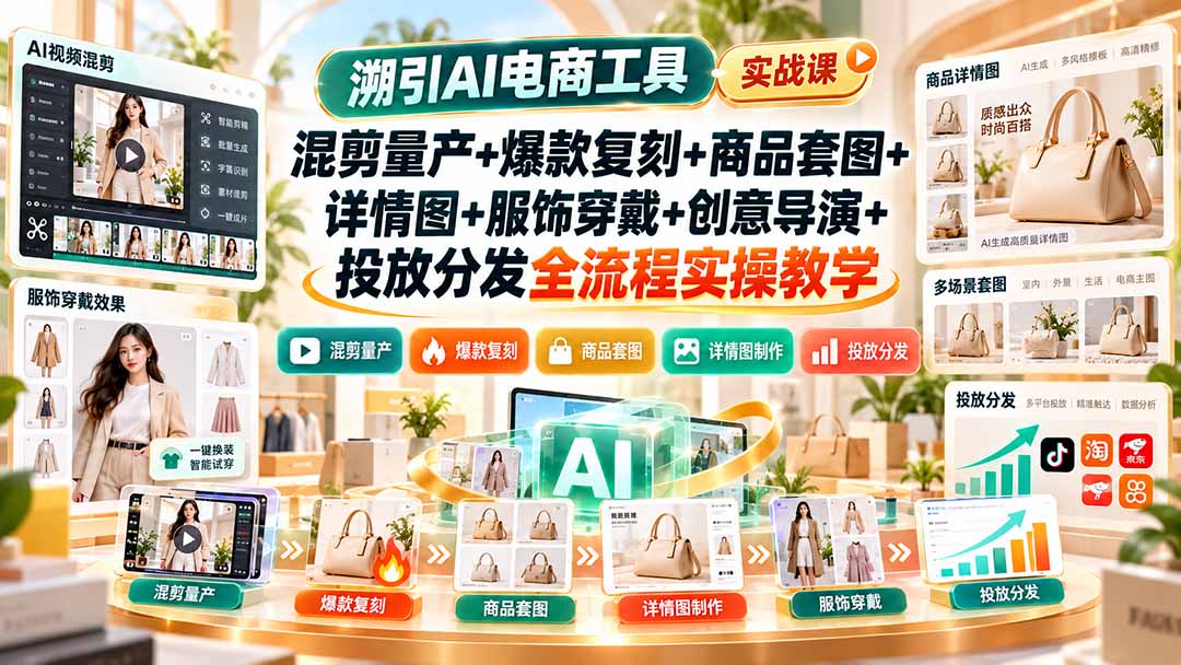 (20724期)溯引AI电商工具实战课:混剪量产+爆款复刻+商品套图+详情图+服饰穿戴+创意导演+投放分发全流程实操教学-悟空知识星球