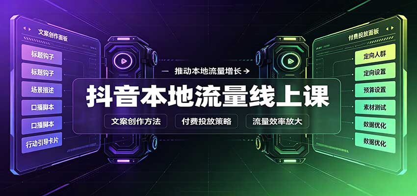 抖音本地流量线上课：账号搭建拍摄剪辑，文案创作与付费投放教学-悟空知识星球