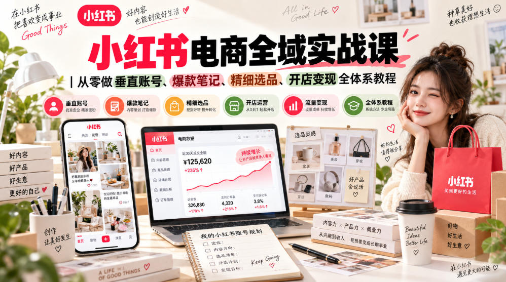 小红书电商全域实战课|从零做垂直账号、爆款笔记、精细选品、开店变现全体系教程-悟空知识星球