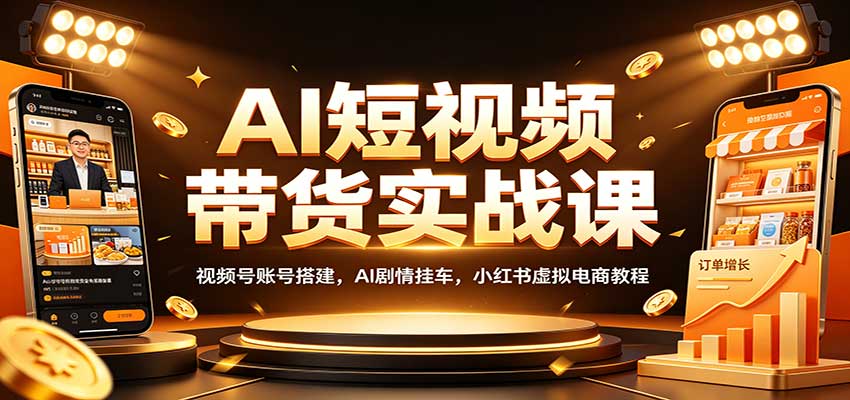 AI短视频带货实战课:视频号账号搭建,AI剧情挂车,小红书虚拟电商教程-悟空知识星球