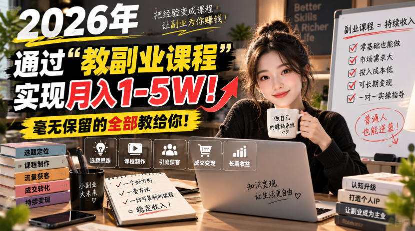 2026年通过“教副业课程”实现月入1-5W!毫无保留的全部教给你!-悟空知识星球