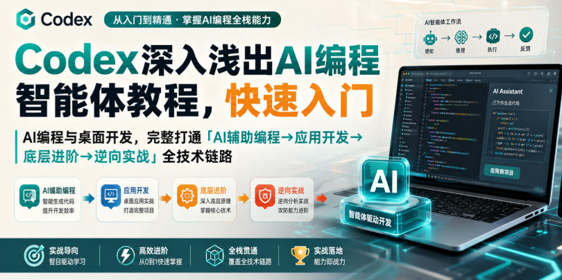 Codex深入浅出AI编程智能体教程,快速入门AI编程与桌面开发,打通「AI辅助编程→应用开发→底层进阶→逆向实战」全技术链路-悟空知识星球