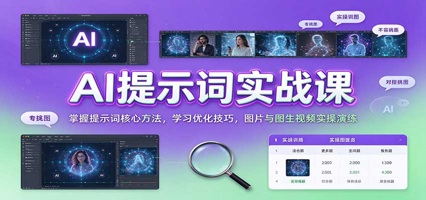AI提示词实战课：掌握提示词核心方法，学习优化技巧，图片与图生视频实操演练-悟空知识星球