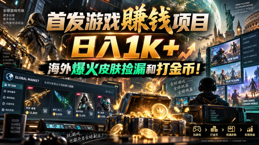 首发游戏賺钱项目,日入1k+,海外爆火皮肤捡漏和打金币!【揭秘】-悟空知识星球