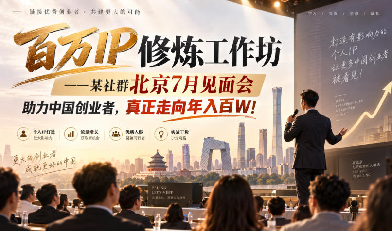 百万IP修炼工作坊——某社群北京7月见面会,助力中国创业者,真正走向年入百W!-悟空知识星球
