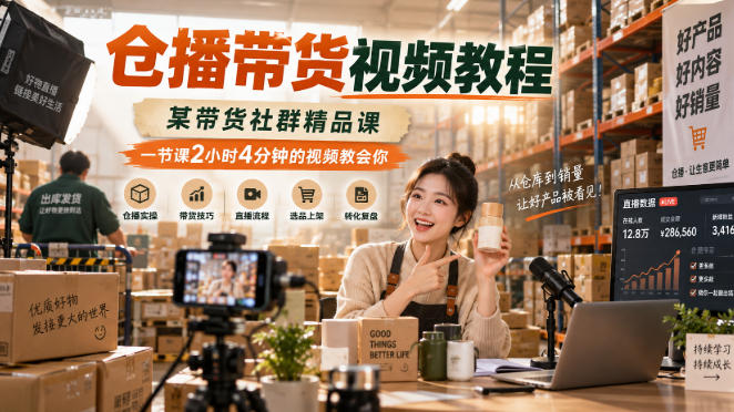 仓播带货视频教程,某带货社群精品课,一节课2小时4分钟的视频教会你-悟空知识星球