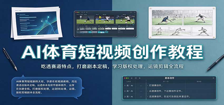 AI体育短视频创作教程:吃透赛道特点,打磨剧本定稿,学习版权处理,运镜剪辑全流程-悟空知识星球