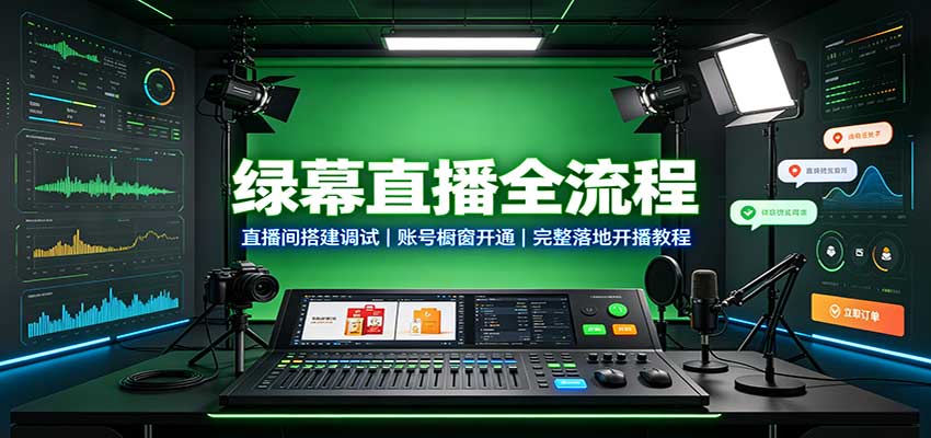 绿幕直播全流程:直播间搭建调试,账号橱窗开通,完整落地开播教程-悟空知识星球