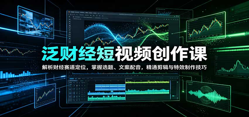 泛财经短视频创作课:解析财经赛道定位,掌握选题、文案配音,精通剪辑与特效制作技巧-悟空知识星球