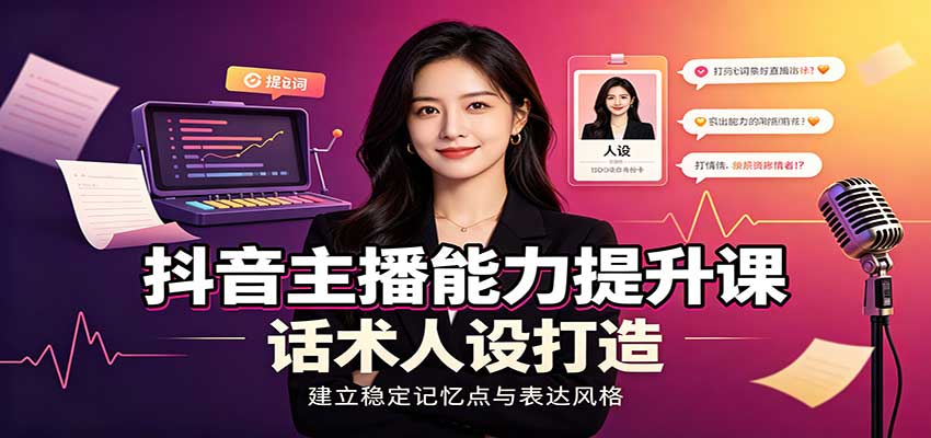抖音主播能力提升课：账号底层逻辑，直播间搭建调试，话术人设打造全套教学-悟空知识星球