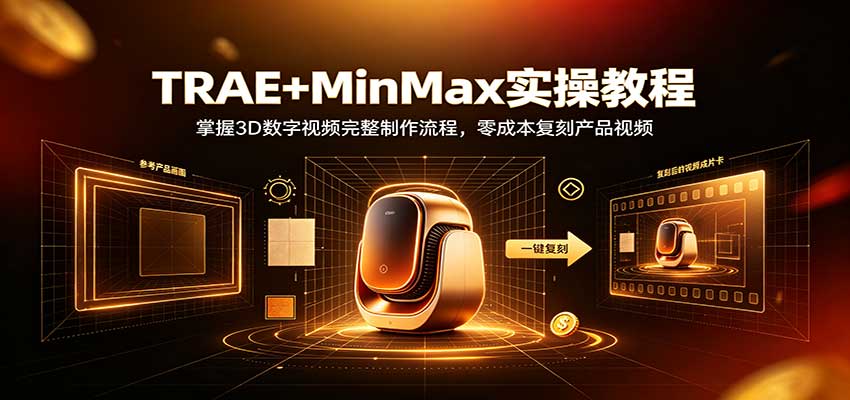 TRAE+MinMax实操教程:掌握3D数字视频完整制作流程,零成本复刻产品视频-悟空知识星球