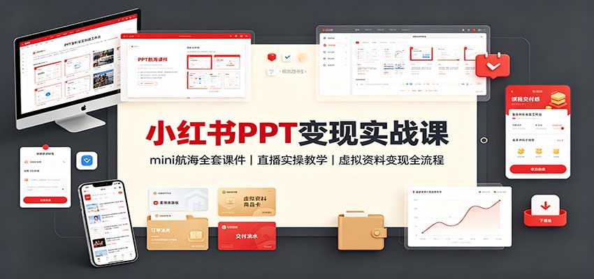 小红书PPT变现实战课:mini航海全套课件+直播实操教学,虚拟资料变现全流程-悟空知识星球