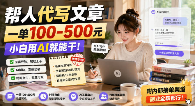 帮人代写文章,一单100-500,小白用AI就能干,附内部接单渠道,副业全职都行【揭秘】-悟空知识星球