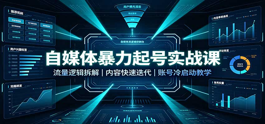 自媒体暴力起号实战课:流量逻辑拆解,内容快速迭代,账号冷启动教学-悟空知识星球