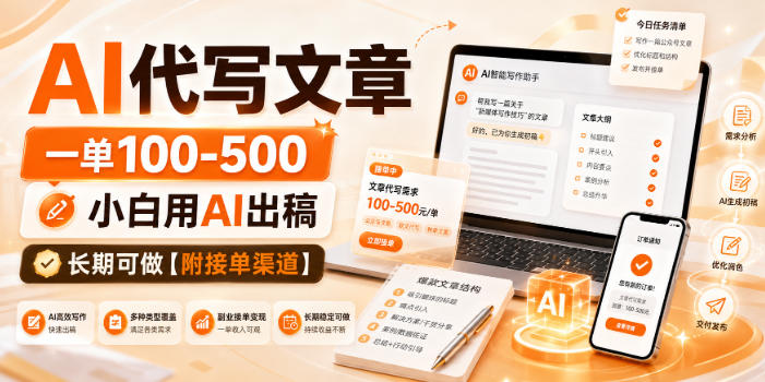 AI代写文章,一单100-500,小白用AI出稿,长期可做【附接单渠道】【揭秘】-悟空知识星球