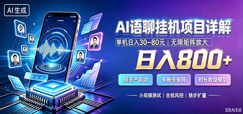 AI语聊挂机,日入800+,适用个人副业,工作室矩阵操作-悟空知识星球