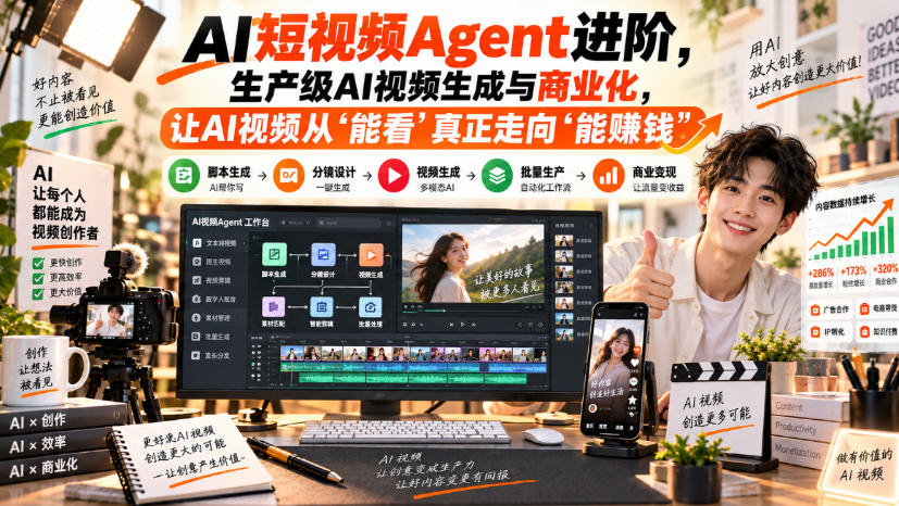AI短视频Agent进阶，生产级AI视频生成与商业化，让AI视频从”能看”真正走向”能賺钱”-悟空知识星球