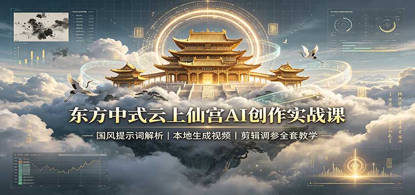 东方中式云上仙宫AI创作实战课:国风提示词解析,本地生成视频,剪辑调参全套教学-悟空知识星球