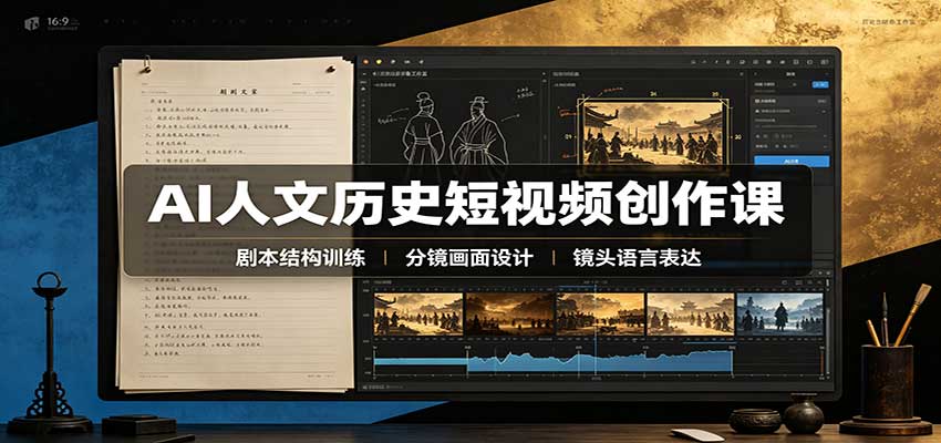 AI人文历史短视频创作课:赛道对标、剧本分镜制图,掌握视频完整产出流程-悟空知识星球