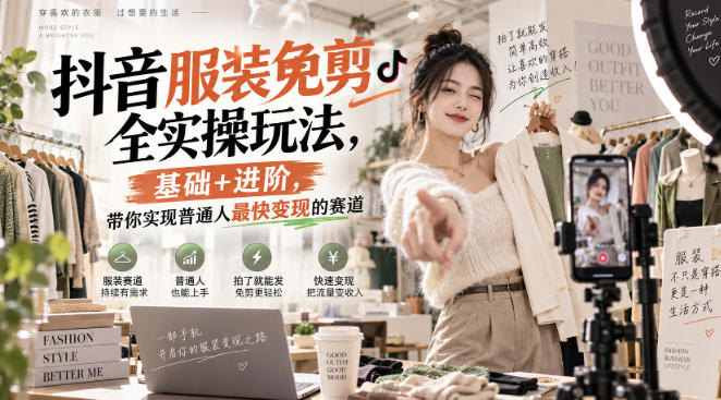 抖音服装免剪全实操玩法,基础+进阶,带你实现普通人最快变现的赛道-悟空知识星球
