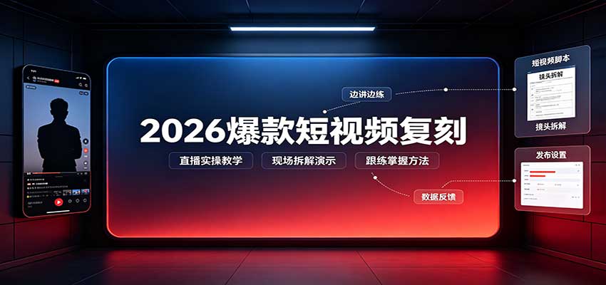 2026爆款短视频复刻：直播实操教学，配套文字文档掌握全流程-悟空知识星球