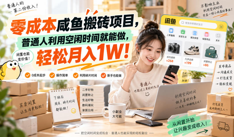 零成本咸鱼搬砖项目，普通人利用空闲时间就能做，轻松月入1W！【揭秘】-悟空知识星球