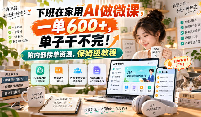 下班在家用AI做微课,一单600+,单子干不完!附内部接单资源,保姆级教程【揭秘】-悟空知识星球