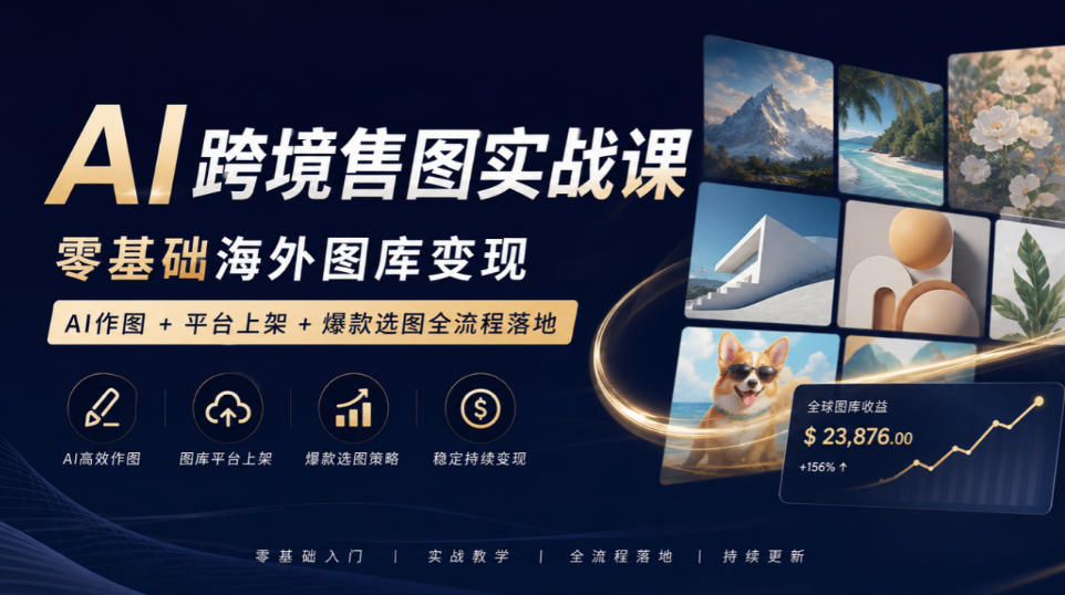 AI跨境售图实战课,零基础海外图库变现,AI作图+平台上架+爆款选图全流程落地-悟空知识星球