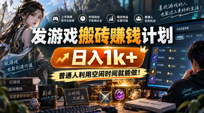 首发游戏搬砖賺钱计划，日入1k+，普通人利用空闲时间就能做！【揭秘】-悟空知识星球