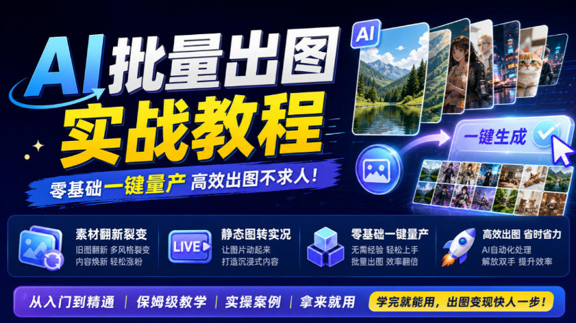 AI批量出图实战教程,素材翻新裂变,静态图转实况,零基础一键量产-悟空知识星球