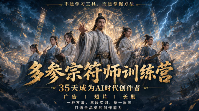 多参宗符师训练营，35天成为AI时代创作者，广告|短片|长剧，一种方法，三段实训，举一反三，打通全品类的创作能力-悟空知识星球