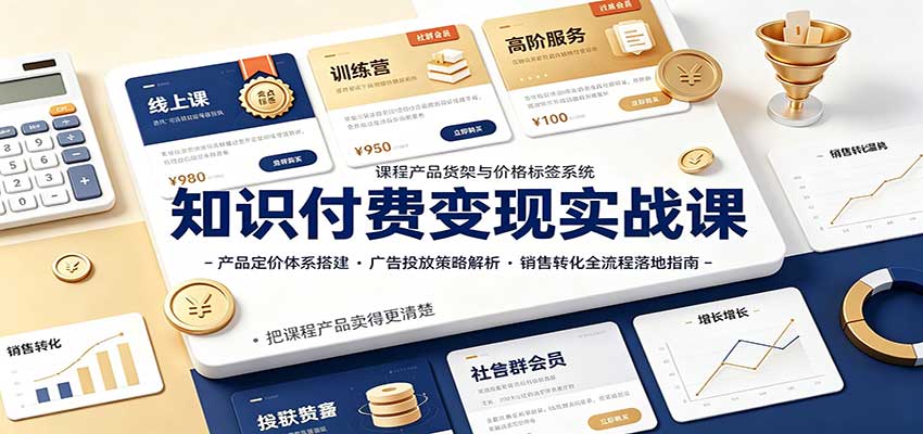 知识付费变现实战课：产品定价体系搭建，广告投放，销售转化全流程落地指南-悟空知识星球