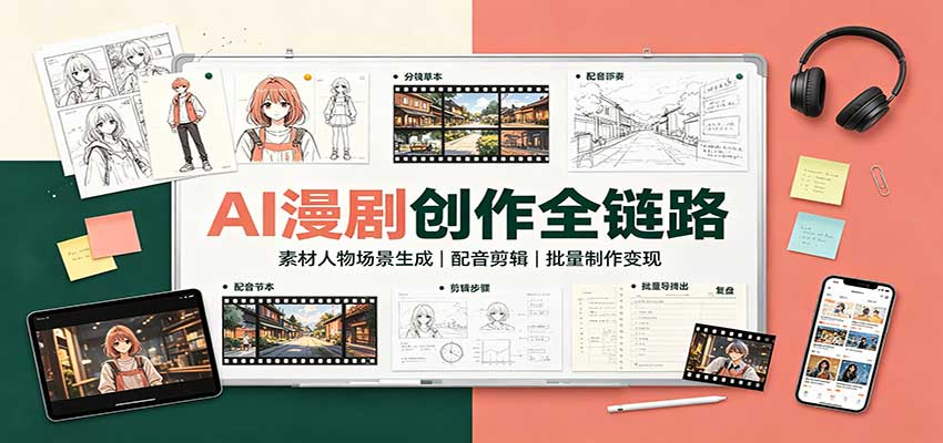 AI漫剧创作全链路：素材人物场景生成，配音剪辑，批量制作变现-悟空知识星球