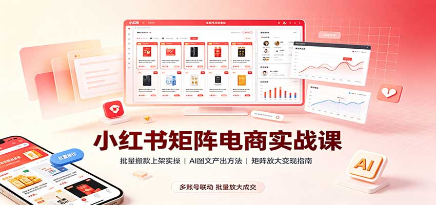小红书矩阵电商实战课：批量搬款上架实操，AI图文产出，矩阵放大变现指南-悟空知识星球