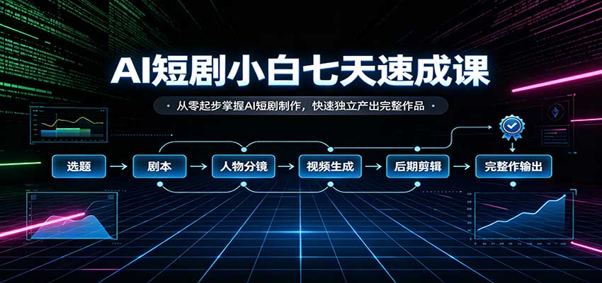 AI短剧小白七天速成课:从零起步掌握AI短剧制作,快速独立产出完整作品-悟空知识星球