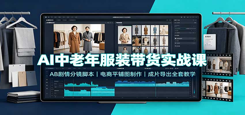 AI中老年服装带货实战课：AB剧情分镜脚本，电商平铺图制作，成片导出全套教学-悟空知识星球