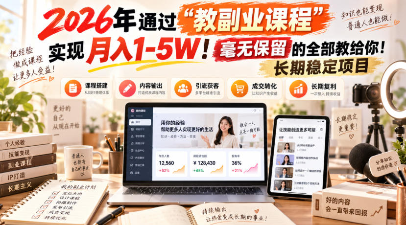 2026年通过“教副业”实现月入1-5W!毫无保留的全部教给你!长期稳定项目-悟空知识星球