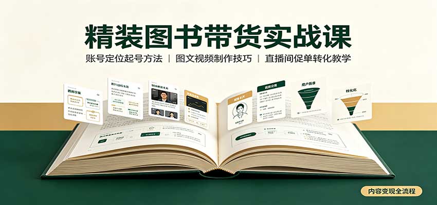 精装图书带货实战课:账号定位起号方法,图文视频制作,促单转化教学-悟空知识星球