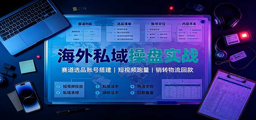海外私域操盘实战:赛道选品账号搭建,短视频跑量,销转物流回款-悟空知识星球